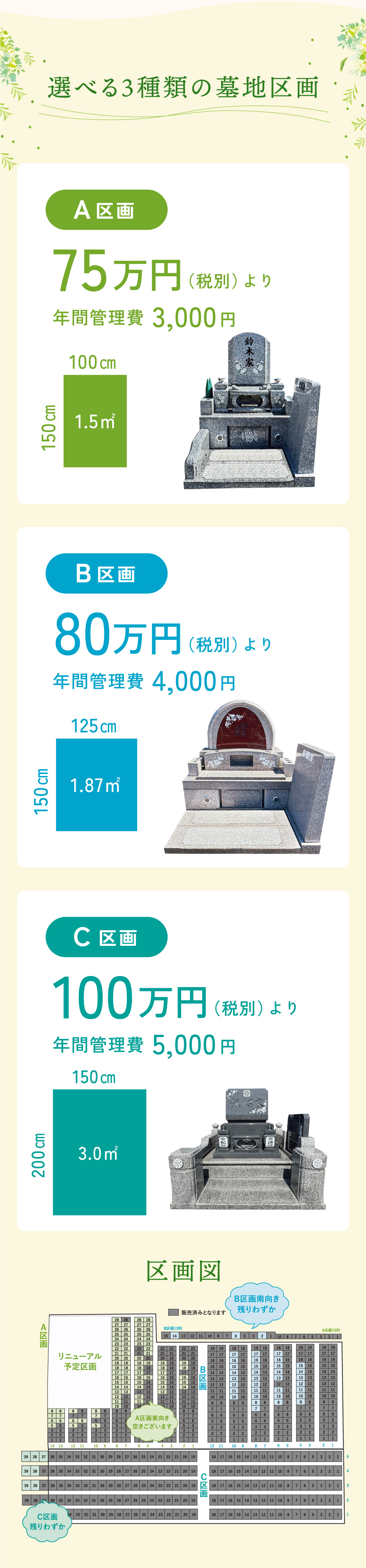 選べる3種の墓地区画